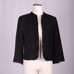 Zara Black Textured Tweed/Boucle Blazer